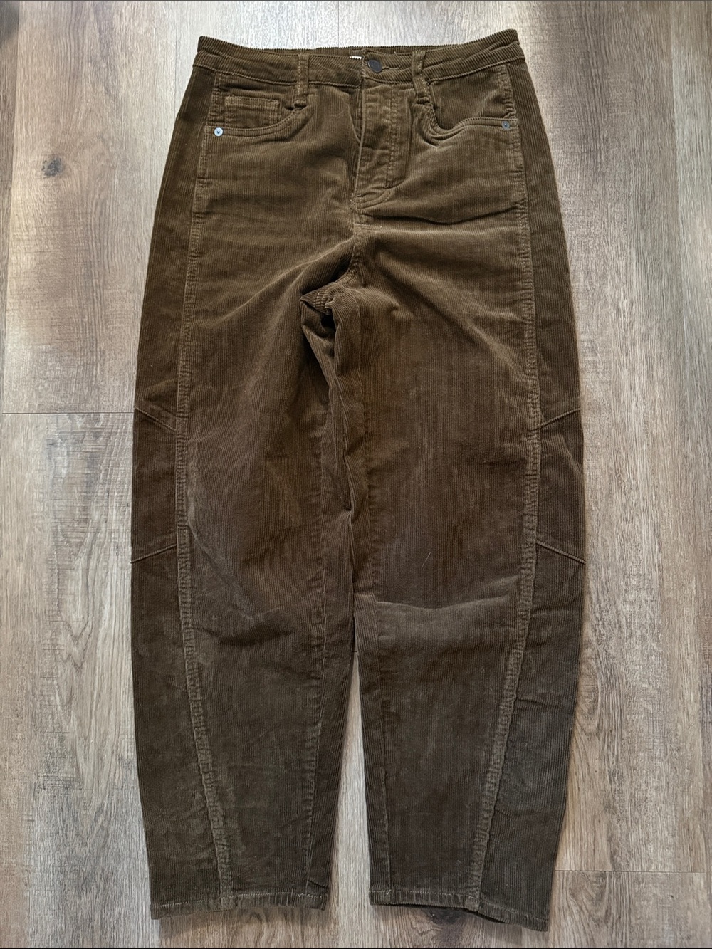 Habitual Brant Brown Corduroy High Rise Button Fly Barrel Leg Pants 2/26